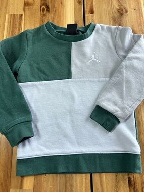 Jordan Toddler Boys 4T Colorblock Fleece Sweatshirt Green Gray Jumpman Pullover